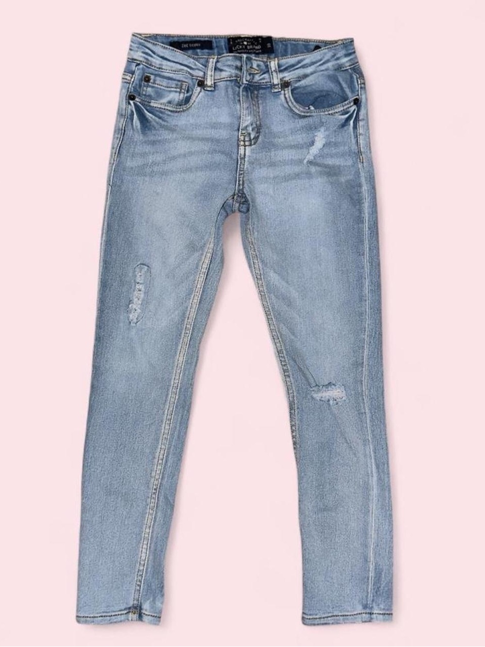Lucky Brand Girls Light Wash Distressed Skinny Jeans Size 10